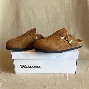 Brown Suede Slip-On Clogs (looks like birkenstock)